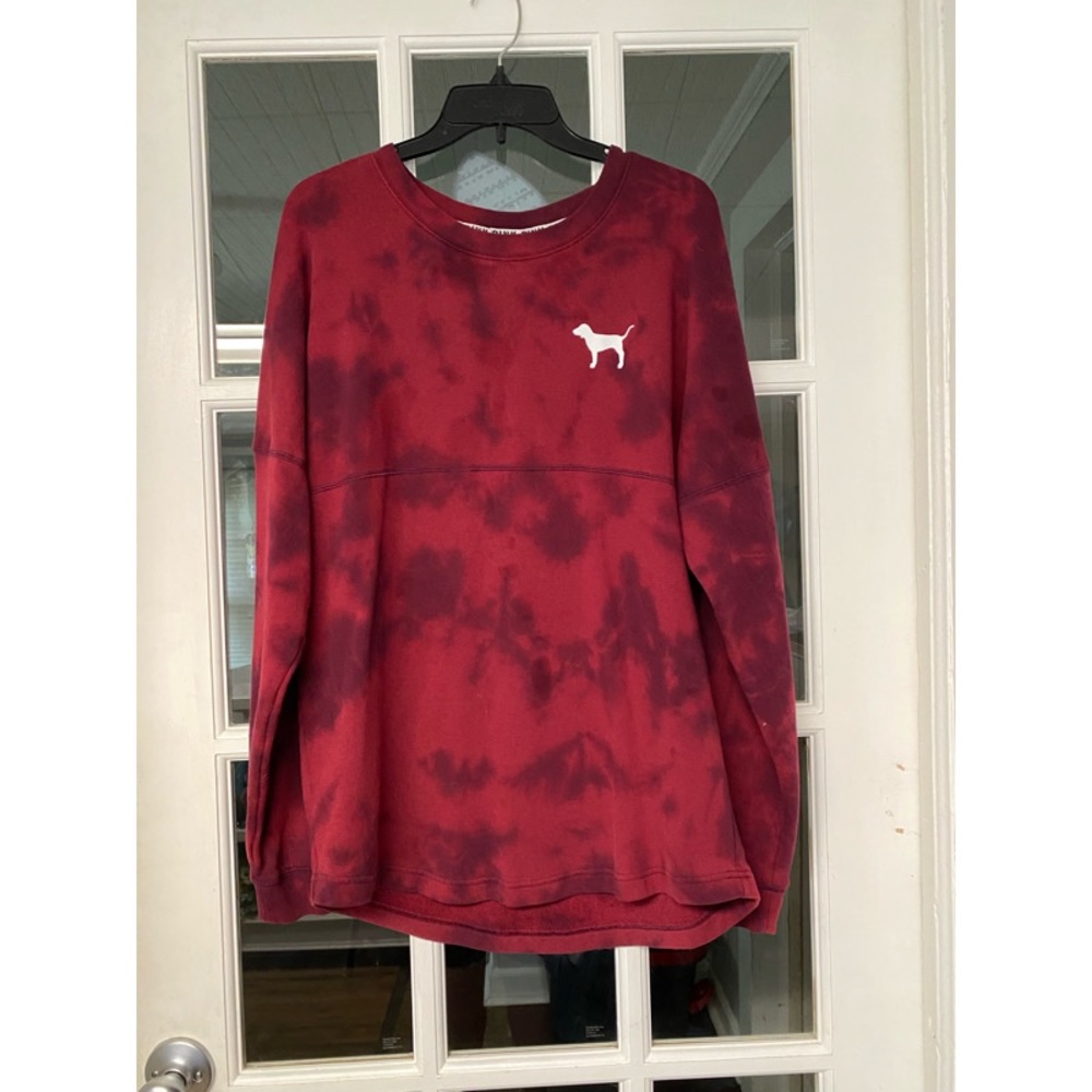 Maroon tie dye PINK crewneck